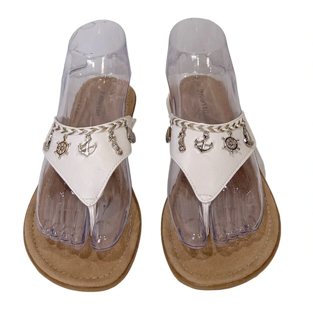 St. John’s Bay Women’s Sandal Nautical Charm Thong Blue/White Slip On Size-6.5
